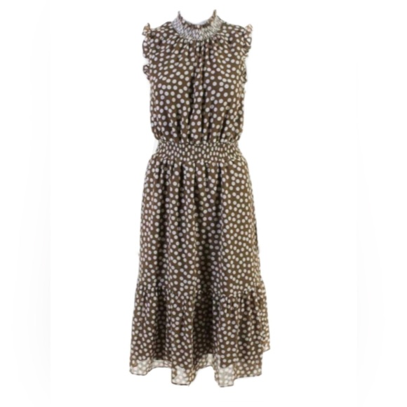 J. Crew Dresses & Skirts - NWT J. Crew Smocked Waist Brown and White Polkadot Midi Dress🤍⭐️🤍